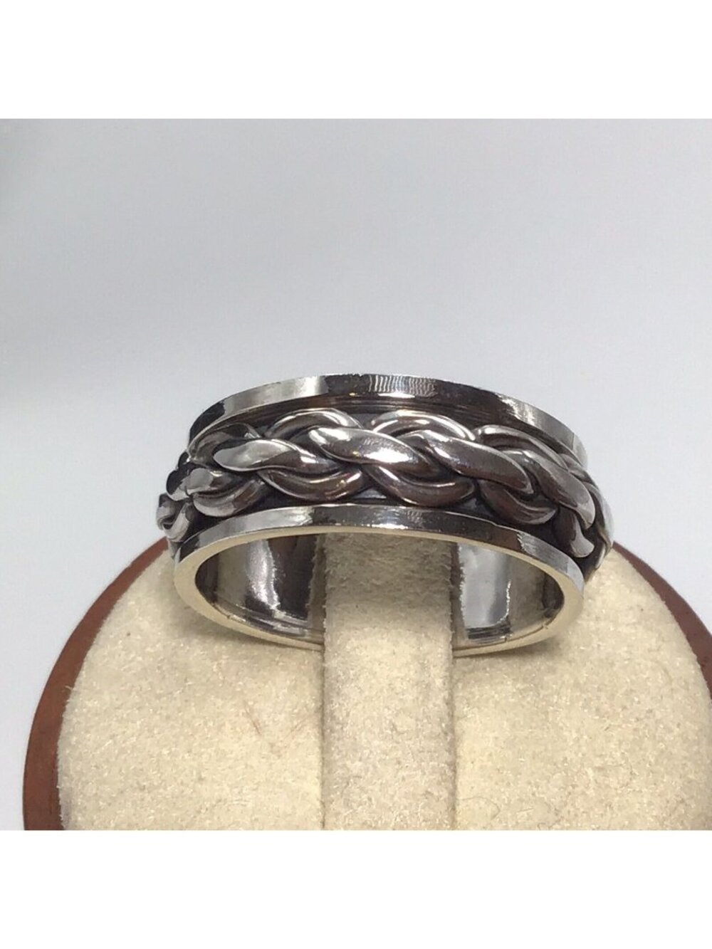 Sterling Silver Men’s Spinner Ring Braided Design 9.3g Size 10.5